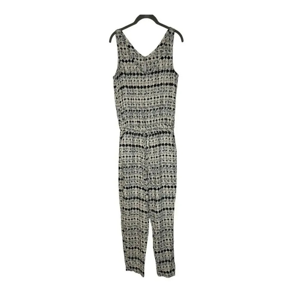 Ella Moss Size Small Blue, Black, & White Sleeveless V-Neck Jumpsuit